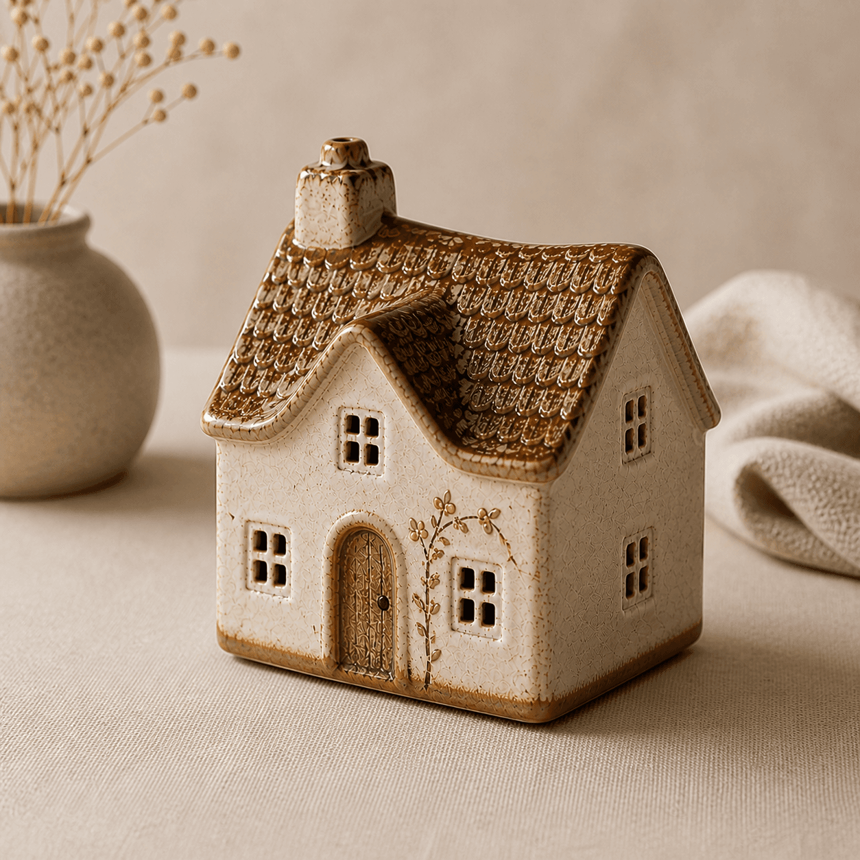 Hearth Cottage Ornament handmade ceramic house