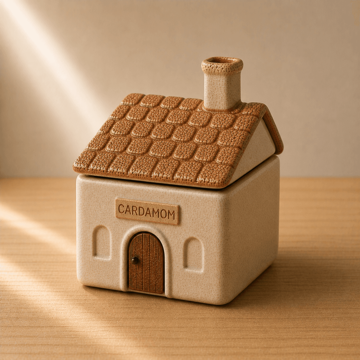 Textured Roof Cottage handcrafted ceramic spice jar